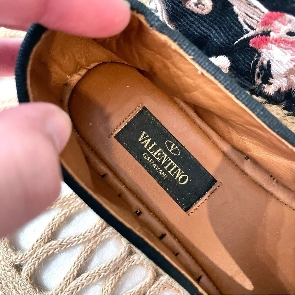 Valentino Garavani Butterfly-Embroidered Fabric Espadrilles in Black/Multi EU 36